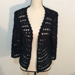 Dana Buchman Black Knit Cotton Cardigan Size Large